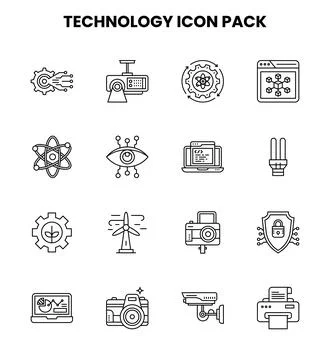 Technology Line Collection Icons Pack Stock-Illustration