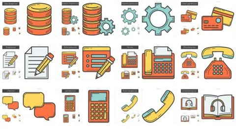 Technology line icon set. Illustrazione stock