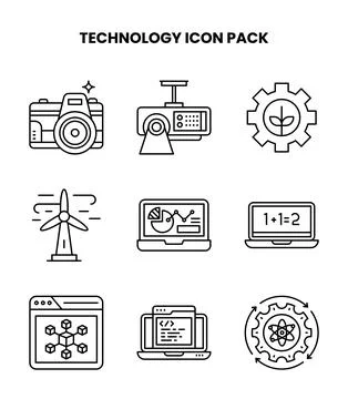 Technology Line Icons Pack Illustrazione stock