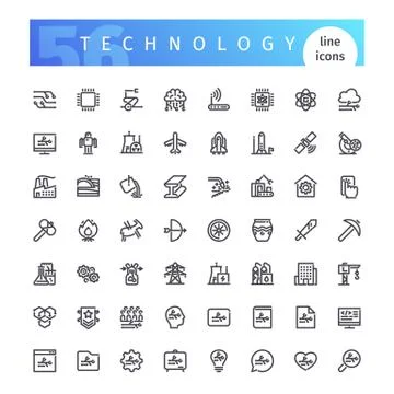 Technology Line Icons Set Stock Illustration