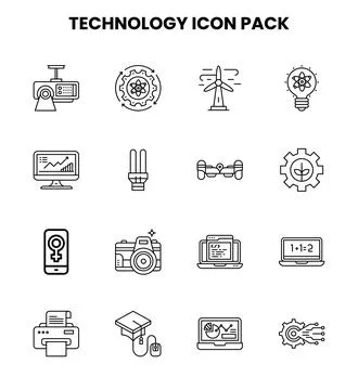 Technology Line SVG Icons Pack Stock Illustration
