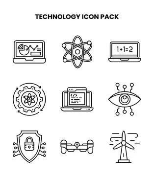 Technology Line Vector Icons Pack Stock Illustration