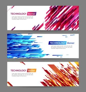 Technology line web banners. Stock Illustration