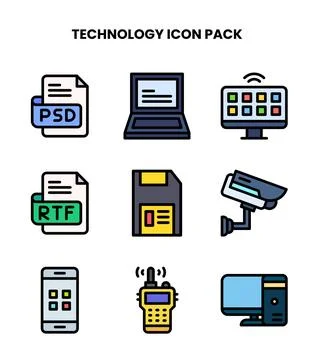 Technology Lineal Color Icons Pack Stockillustratie