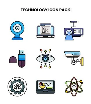 Technology Lineal Color Vector Icons Pack Stockillustratie