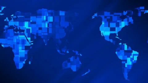 Technology Lines News Background with map 스톡 동영상 155103129