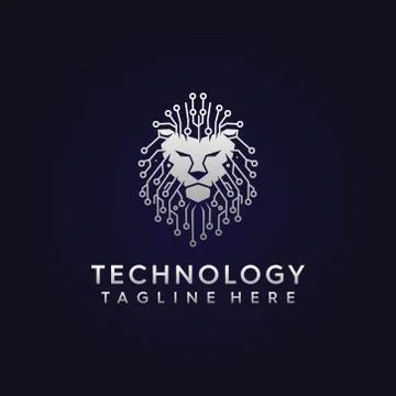 Technology Lion Head Logo Stock Illustration