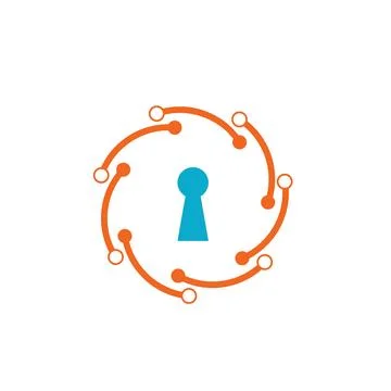 Technology lock icon vector concept design template Stock Illustration