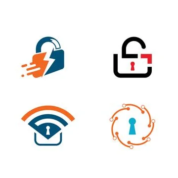 Technology lock icon vector concept design template Illustrazione stock
