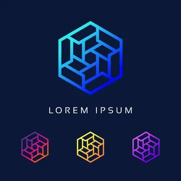 Technology logo design - Polygon Shape Logo Design Element Unique - Minimal Stock Illustration