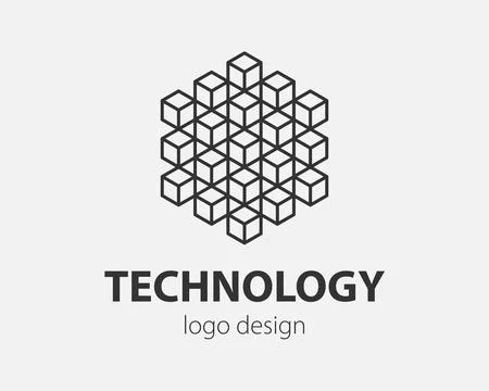 Technology logo line design. Logotype for digital company. Stock Illustration