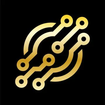 Technology logo simple tech design. Vector creative abstract circle round red Illustrazione stock