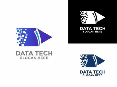 Technology logo simple tech design. Fast Transfer Data Tech Logo Vector tem.. Stock Illustration