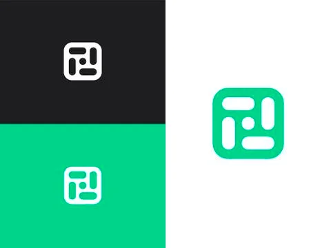 Technology logo in square rounded shape for science Stock Illustration