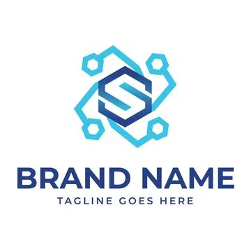 Technology logo template featuring stylized letter S within a hexagon. Digi.. Stock-Illustration