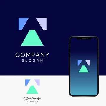 Technology logo a typography box squire logo design app develop futuristic Ilustração Stock