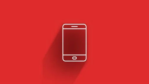 Technology long shadow icon on red background. Information technology. Motion Видео 153798001
