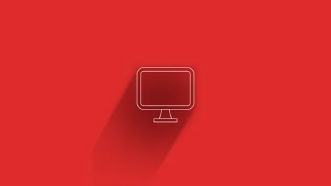 Technology long shadow icon on red background. Information technology. Motion Stockbeeldmateriaal 153798735