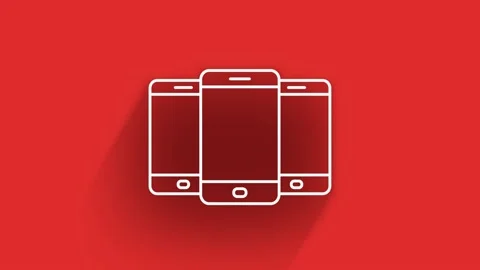 Technology long shadow icon on red background. Information technology. Motion Видео 153802434