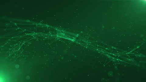 Technology Low Poly Wave Digital Data Structure Platform on Green Background Stock Footage 337740759