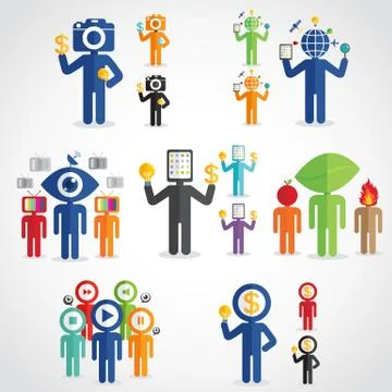 Technology man set Stock Illustration