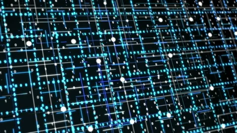 Technology Matrix Grid Animation. Digital Binary Code Blue Background Video stock 139214589