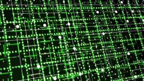 Technology Matrix Grid Animation. Digital Binary Code Green Background Stock Footage 139214608