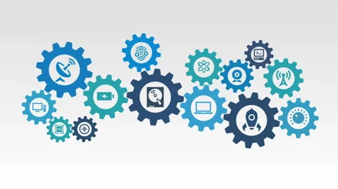 Technology mechanism concept animation with alpha matte Stock Footage 49730810