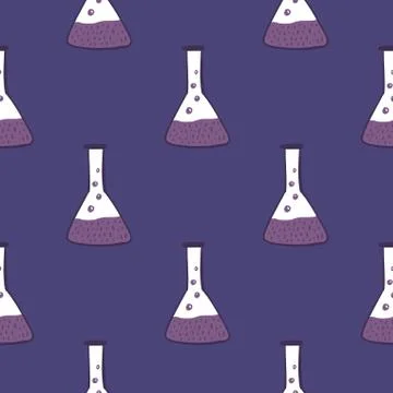 Technology medical seamless pattern with bulb shapes. Flask simple elements o Illustrazione stock