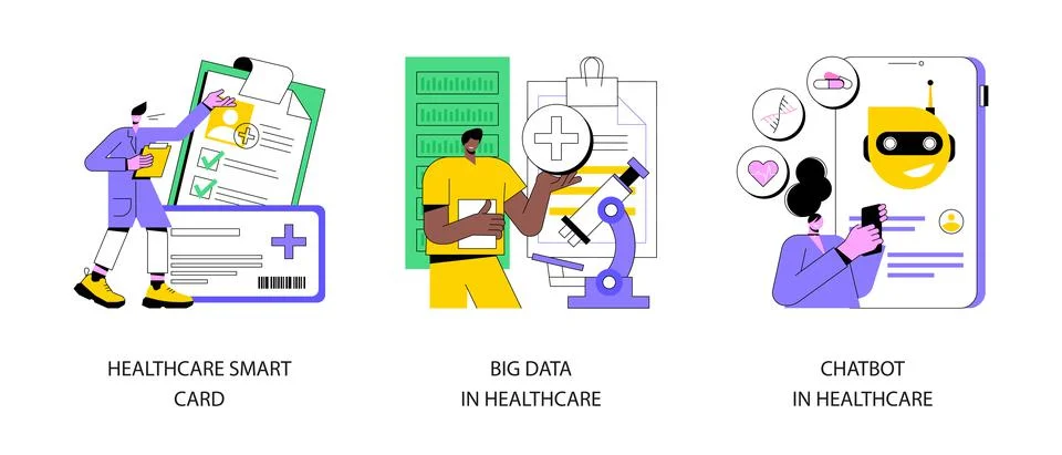 Technology in medicine abstract concept vector illustrations. Stock Illustration