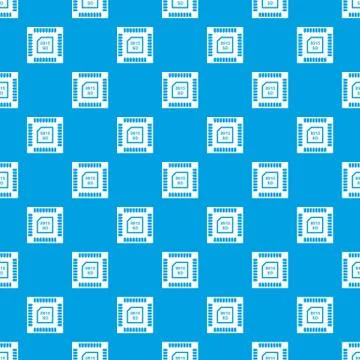 Technology microchip pattern seamless blue Illustrazione stock
