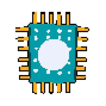 Technology microchip pixel art vector illustration Ilustración de archivo