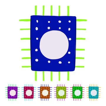 Technology microchip vector cartoon graphic イラスト素材