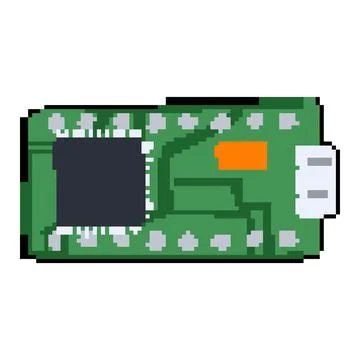 Technology microcontroller pixel art vector illustration Illustrazione stock