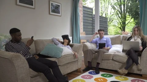 Technology Millenials on Tablet Phone VR Laptop Stock Footage 89922031