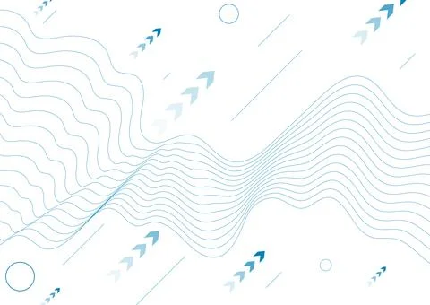 Technology minimal background with blue wavy lines and arrows 库存插图