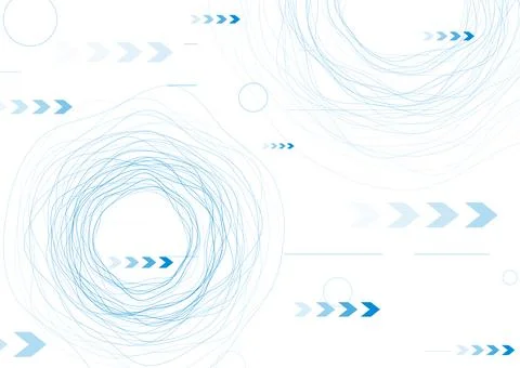 Technology minimal background with blue wavy lines and arrows Stock Illustration