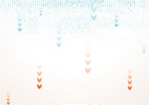 Technology minimal background with round lines, halftone dots and arrows Stock Illustration