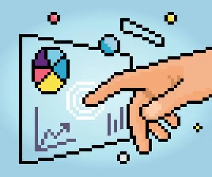 Technology Modern in 8-bit pixel , virtual reality that is connected Stock Illustration