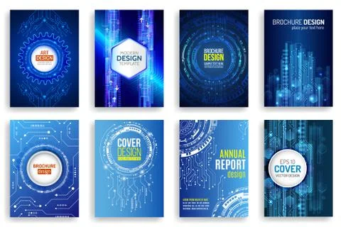 Technology modern brochure templates. Science and innovation hi-tech backgrou Stock Illustration