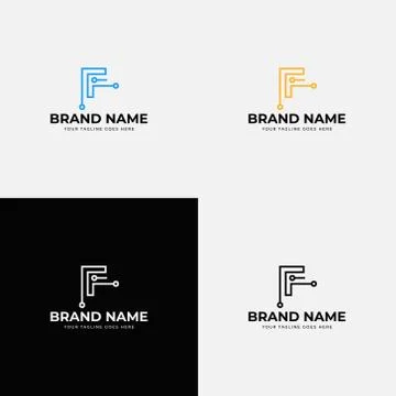 Technology Modern Trendy Initial F letter logo and symbols template vector ic Stock Illustration