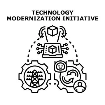 Technology modernization initiative advancing digital transformation Stock Illustration