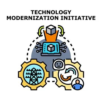 Technology modernization initiative advancing digital transformation Stock Illustration
