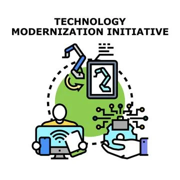 Technology modernization initiative driving digital transformation Stock Illustration
