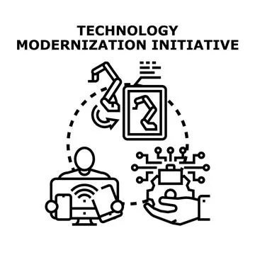 Technology modernization initiative driving digital transformation Stock Illustration