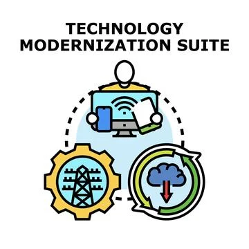 Technology modernization suite concept with digital transformation イラスト素材