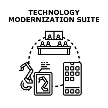 Technology modernization suite integrating business processes digitally Stock Illustration