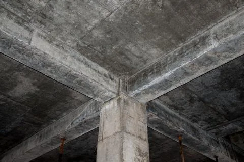 Technology of monolithic construction. The concrete base of the new building. Stock Photos