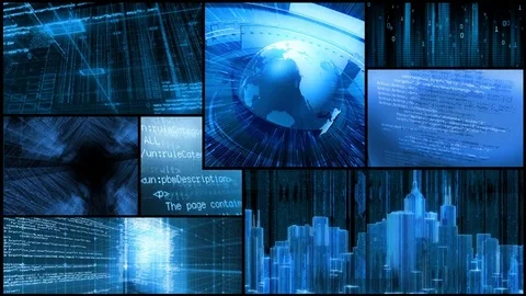 Technology Montage - Computer Data Screen Display Animation Stock Footage