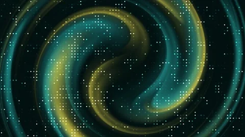 Technology motion graphic background turquoise yellow swirl flickering dots Stock Footage 297868615